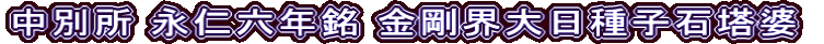 中別所 永仁六年銘 金剛界大日種子石塔婆