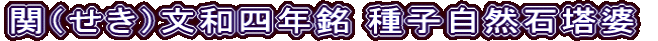 関（せき）文和四年銘 種子自然石塔婆