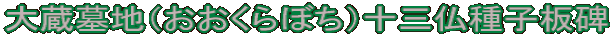 大蔵墓地（おおくらぼち）十三仏種子板碑